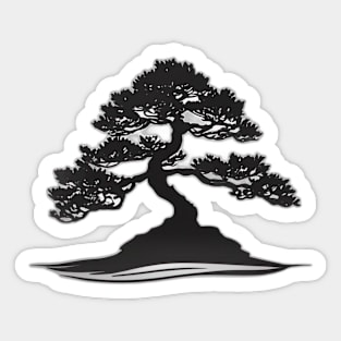 Serene Monochrome Bonsai Tree Design No. 571 Sticker